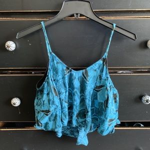 blue boho crop top